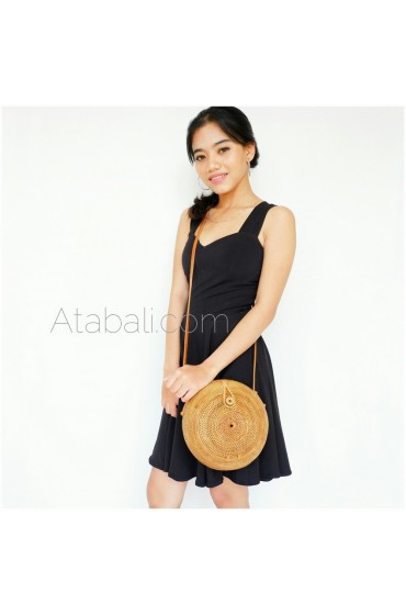 Ata unique circle bag long leather strap 